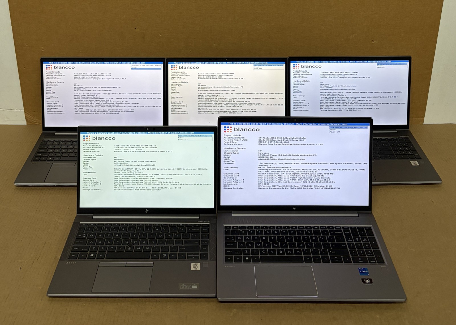 Mixed Lot of 5 HP ZBook Firefly G7/G8/Power/G9 | i7 | Mixed RAM | 512GB SSD READ