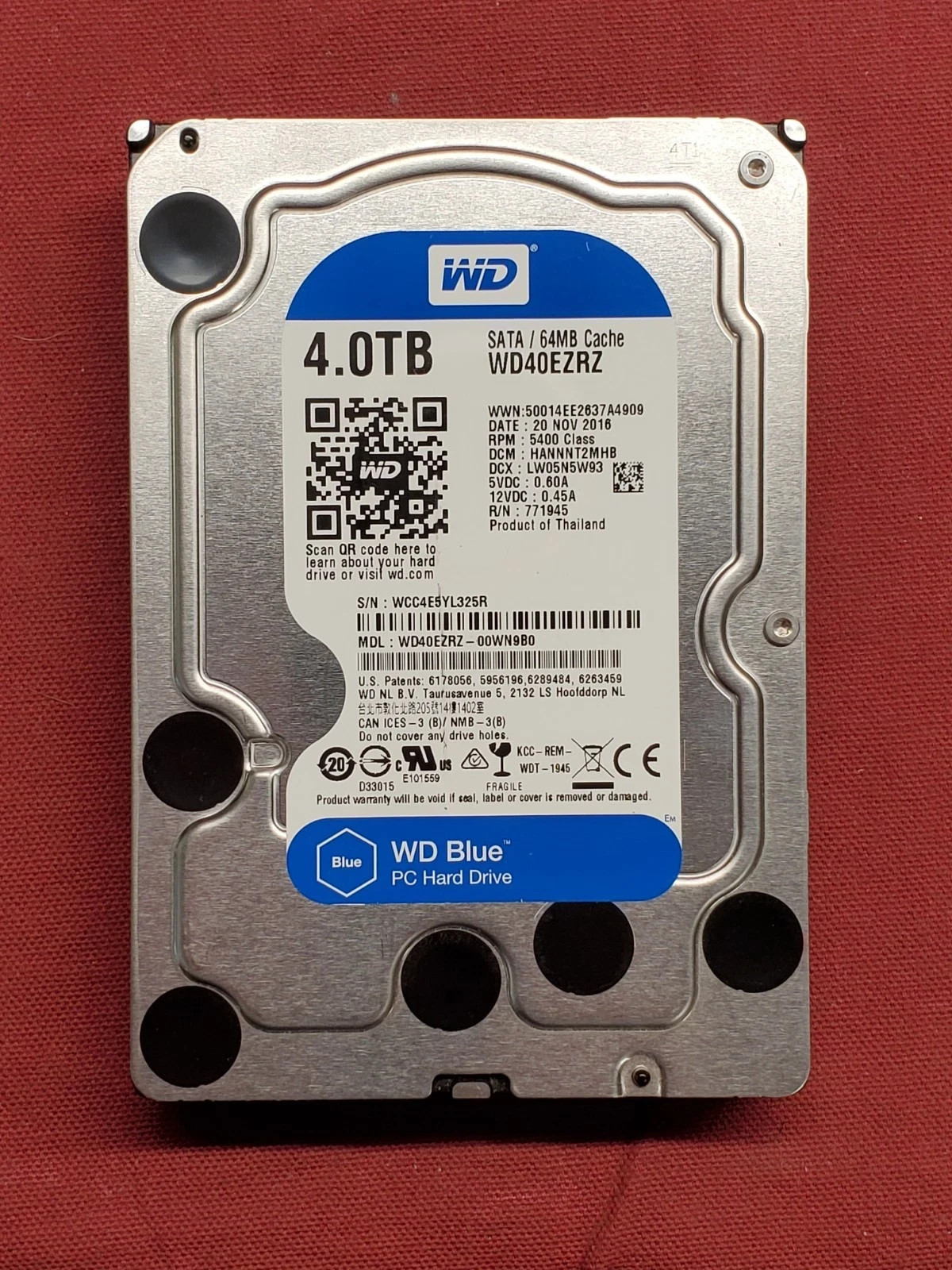 Western Digital Blue WD40EZRZ-00WN9B0 4TB SATA 3.5" HDD Hard Drive