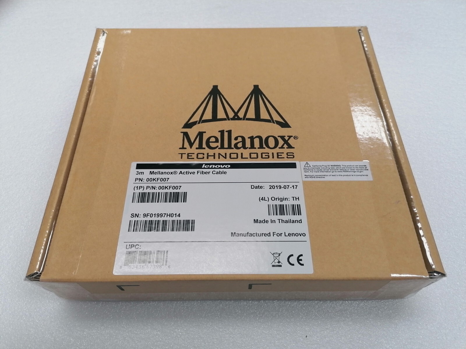 NEW 00KF007 LENOVO 3M MELLANOX IB FDR ACTIVE OPTICAL FIBER CABLE MC220731V-003