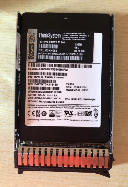 Lenovo ThinkSystem 03KH065 4XB7A82261 2.5" 1.92TB 6Gb Read Intensive SATA HS SSD