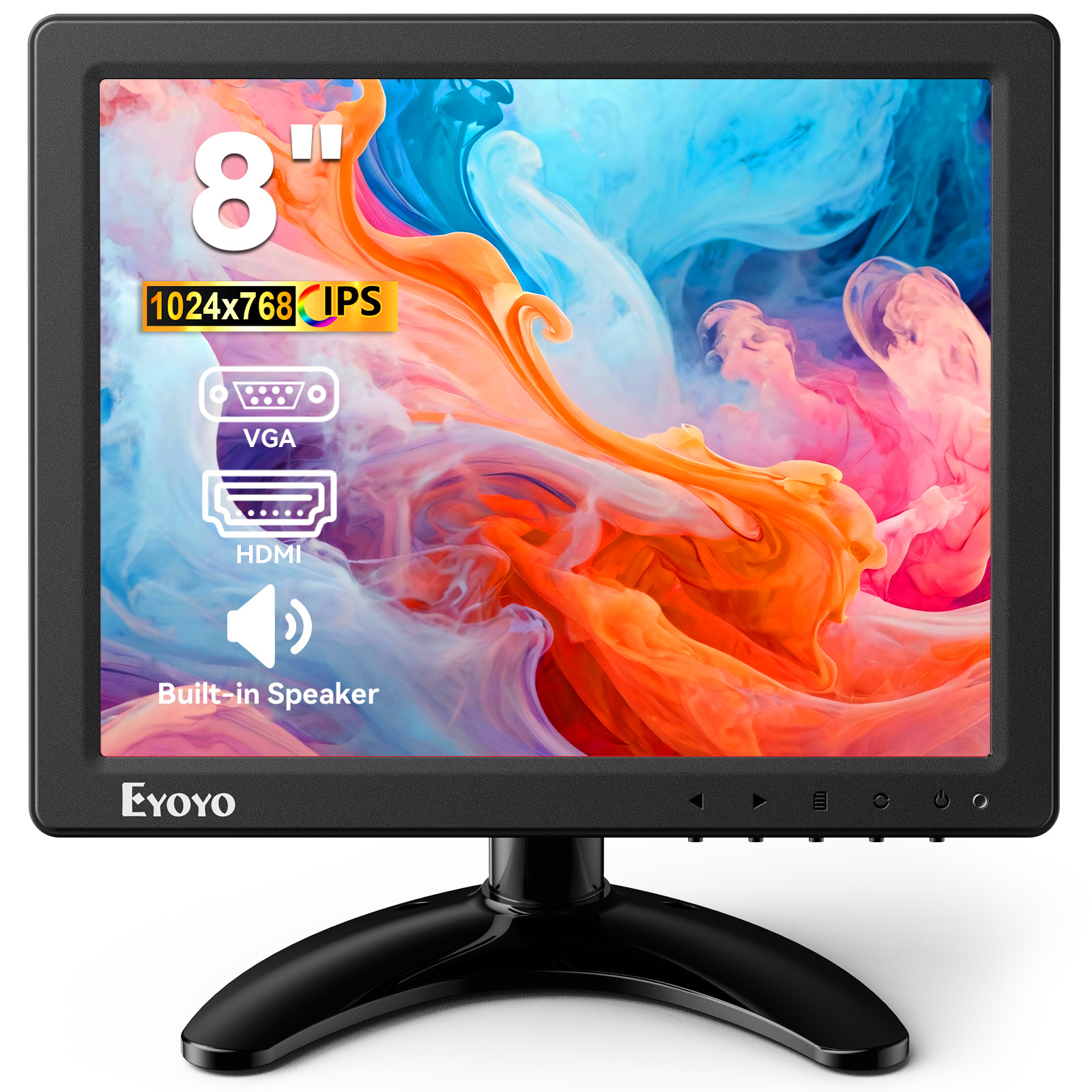 Eyoyo 8 Inch Monitor 1024x768 Screen HDMI/VGA/AV/BNC for CCTV Security Monitor