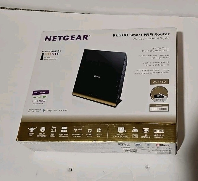 Netgear R6300 Smart WiFi Router, AC1750 Dual Band Gigabit 4 Port Switch