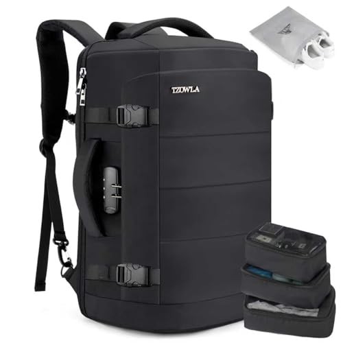 TZOWLA 40L EXPANDABLE TRAVEL LAPTOP BACKPACK 17.3" JP-TZ-IIIT-17.3 - BLACK