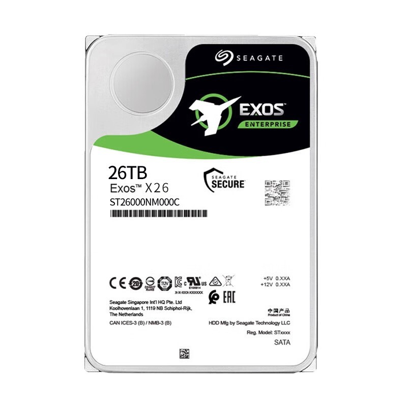 Seagate Exos 26TB 7.2KRPM SATA 6Gb/s 512e CMR 3.5in ST26000NM000C Hard Drive