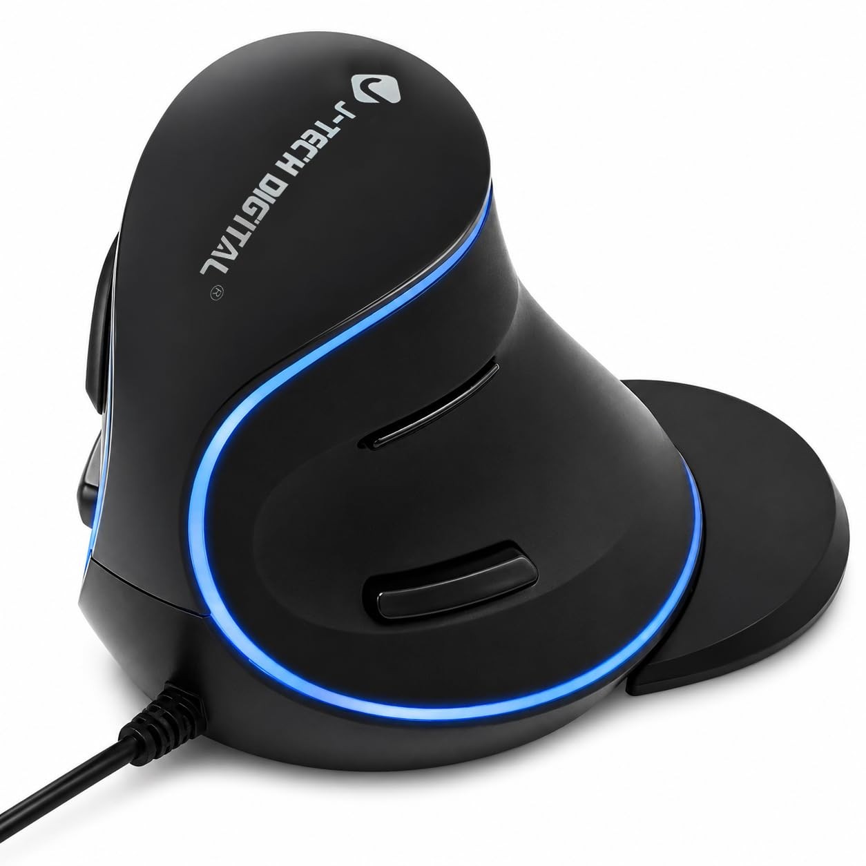 J-Tech Digital Wired Ergonomic Vertical USB Mouse with V628 Wired, Black