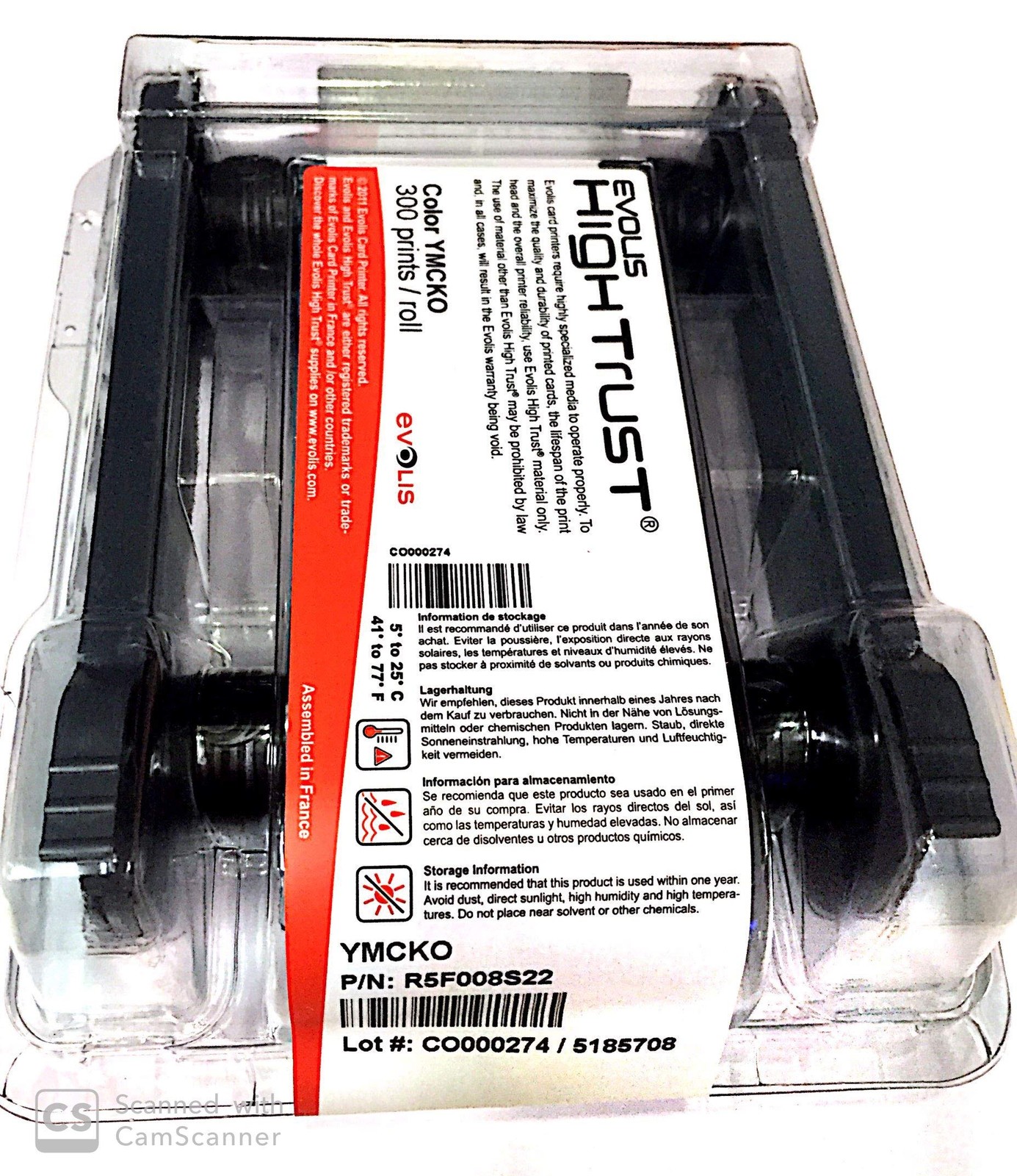 Evolis R5F008AAA Consumables, YMCKO Color 8.56 cm x 5.38 cm, Full
