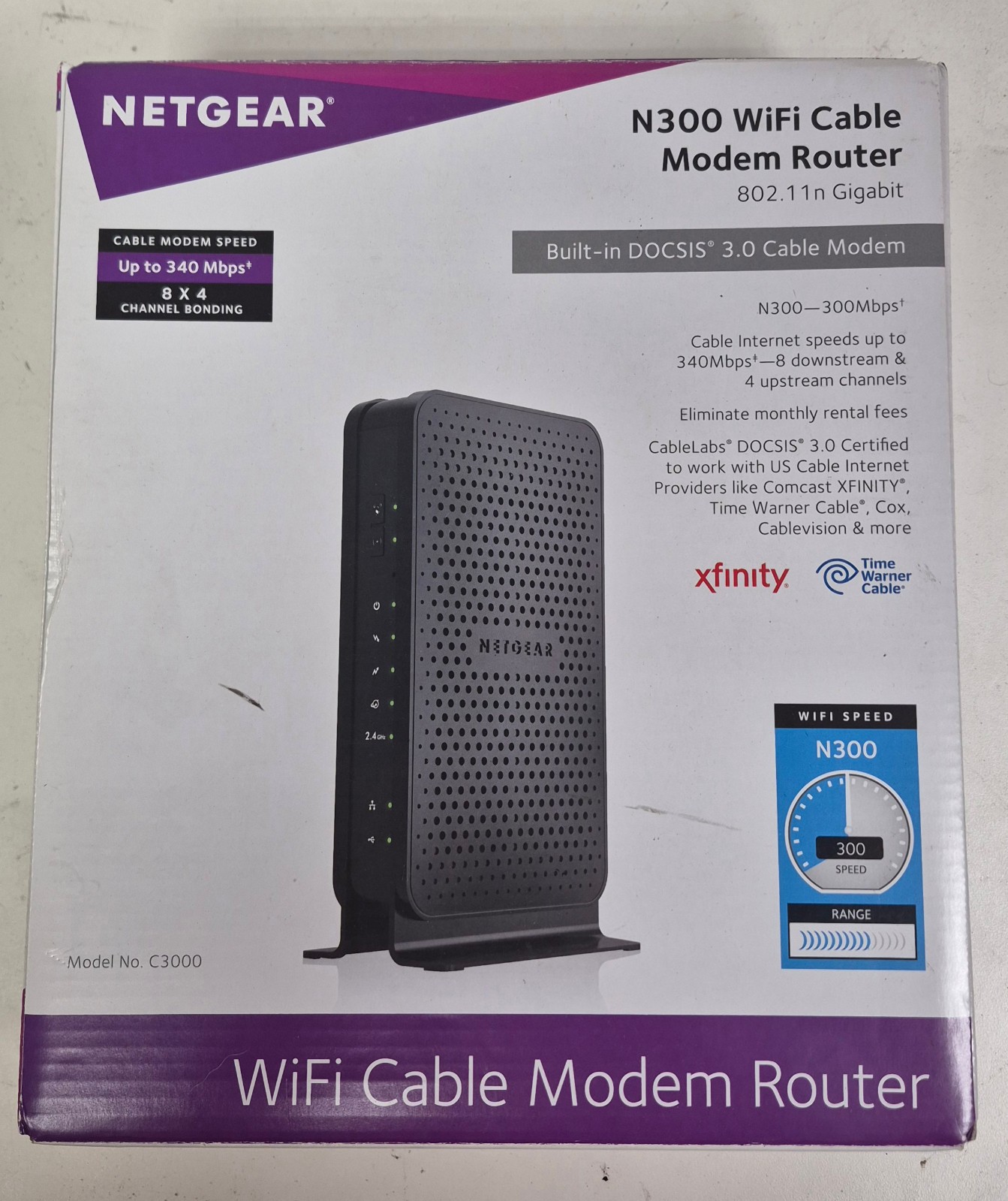 Netgear N300 802.11n Gigabit DOCSIS 3.0 WiFi Cable Modem Router