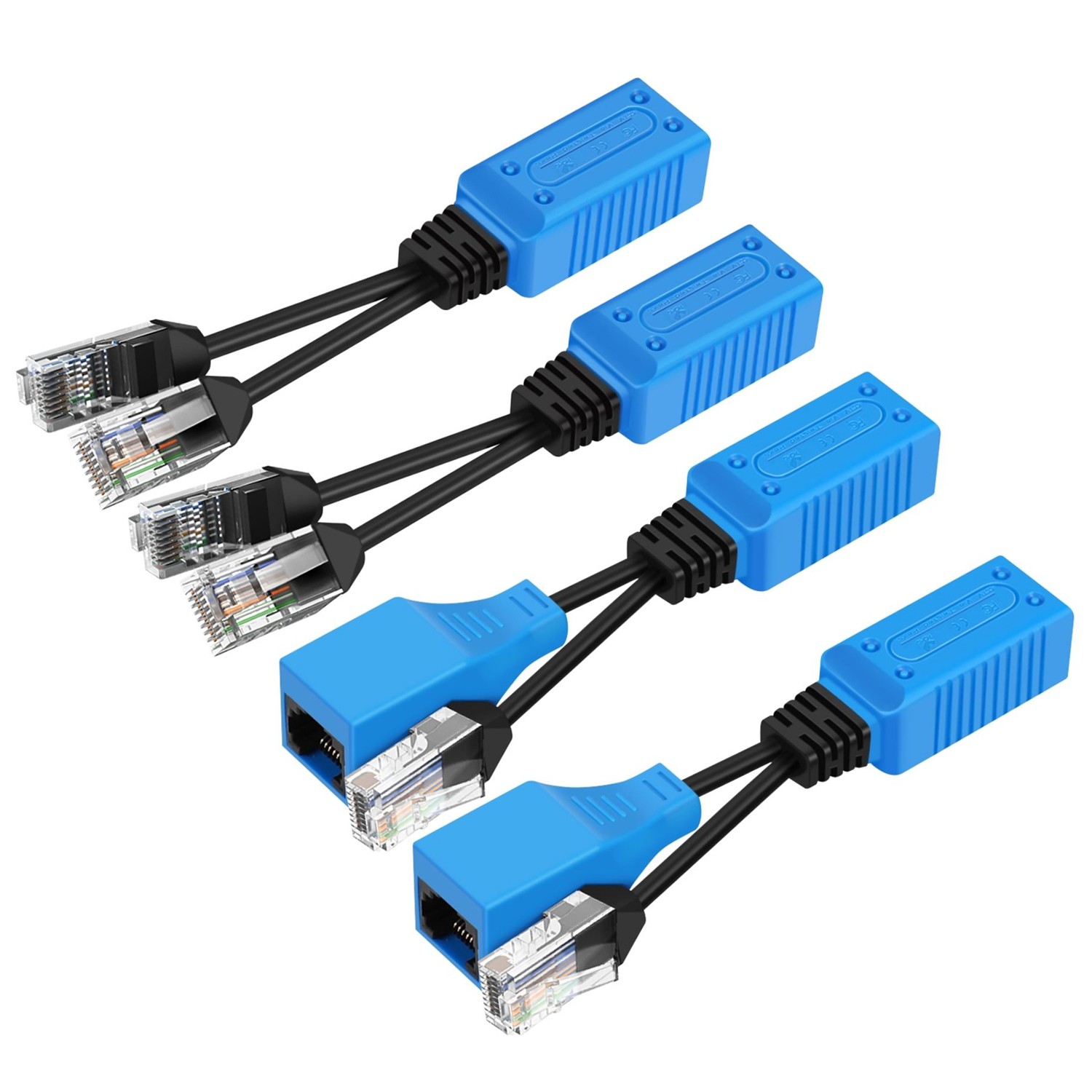 RJ45 Ethernet Cable Combiner/Splitter 2 Pair, 2-in-1 POE Cat6 Cat5e Data Adapter