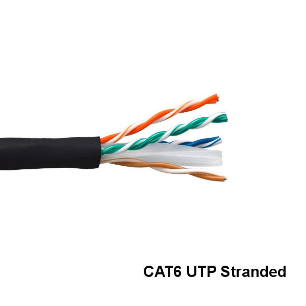 KNTK Black 1000' Cat6 UTP Stranded Ethernet Bulk Cord 24AWG PVC RJ45 Networking