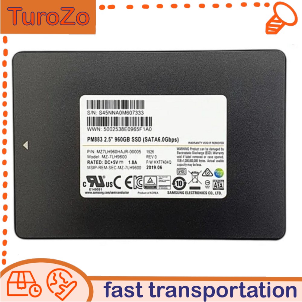 Original Samsung PM883 960GB SSD 2.5" SATA 6Gbps MZ-7LH9600 MZ7LH960HAJR-00005