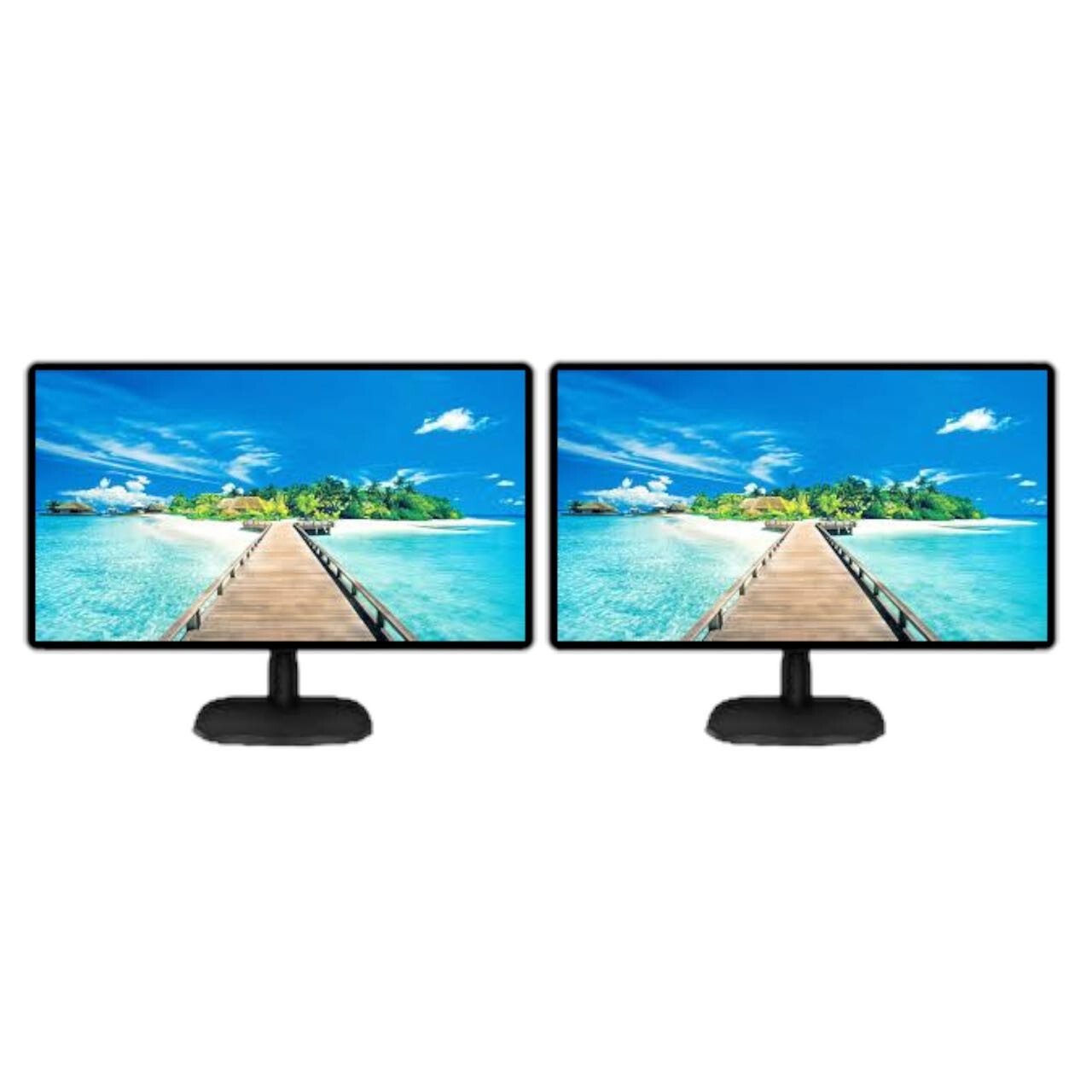 Matching DUAL LARGE MAJOR BRAND 22" Widescreen LCD Monitors w/ Cables Gaming