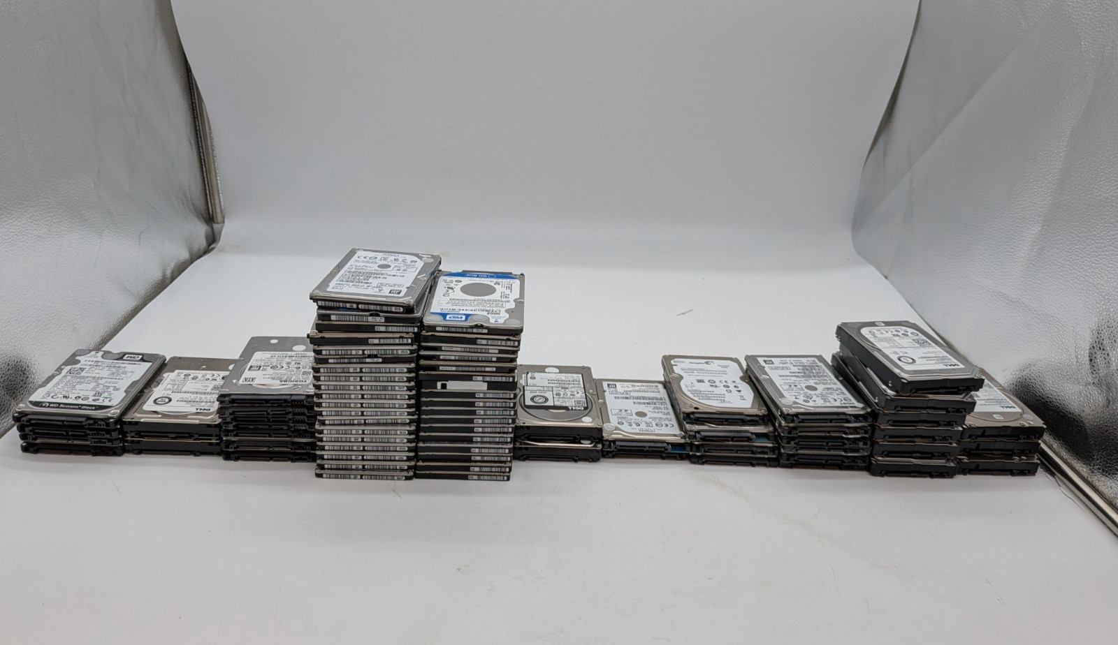 Lot of 75 Mixed Brands, Mixed Sized 2.5" Laptop Drives 1.2TB-250GB. Tested
