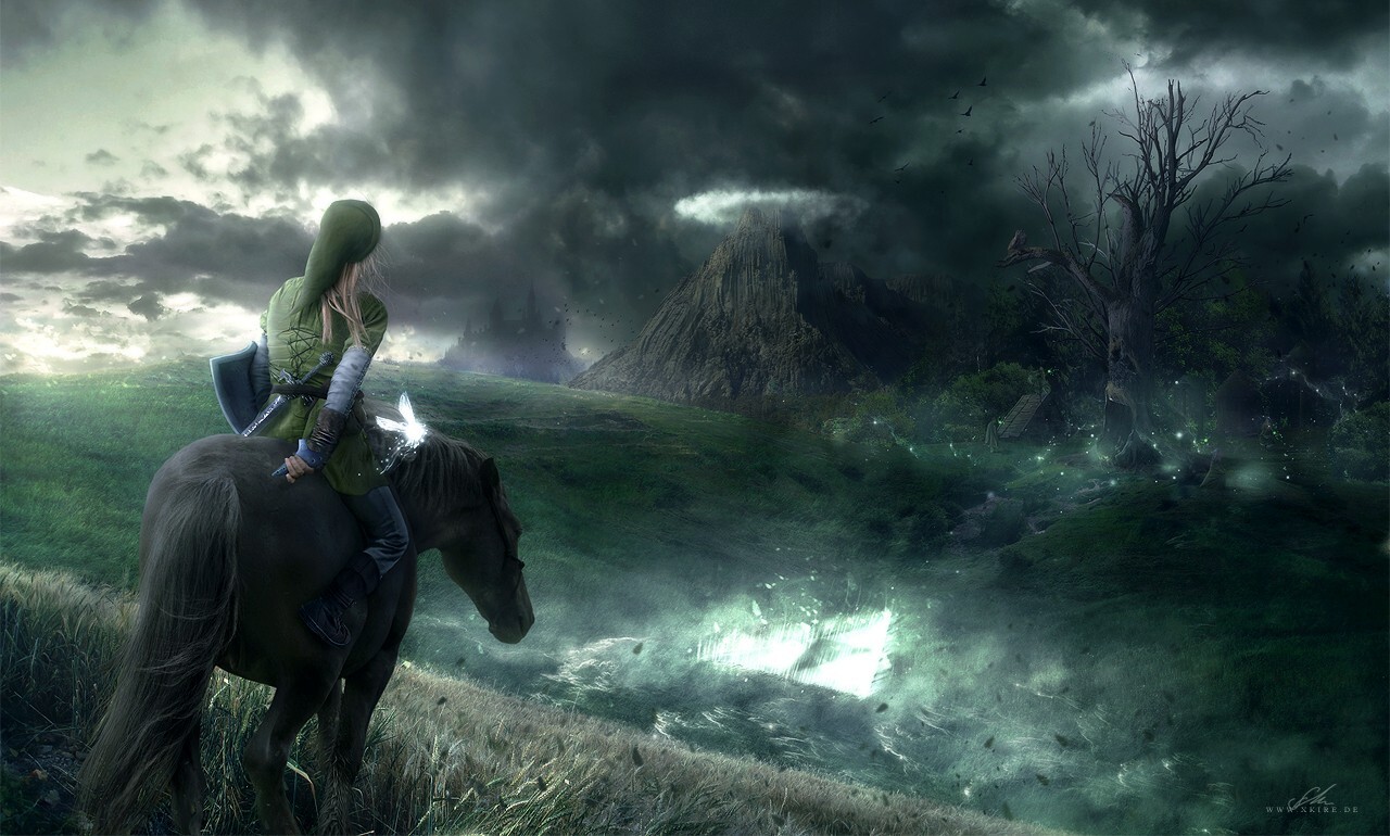 Landscape the legend of zelda link navi video games game Custom Gaming Mat Desk