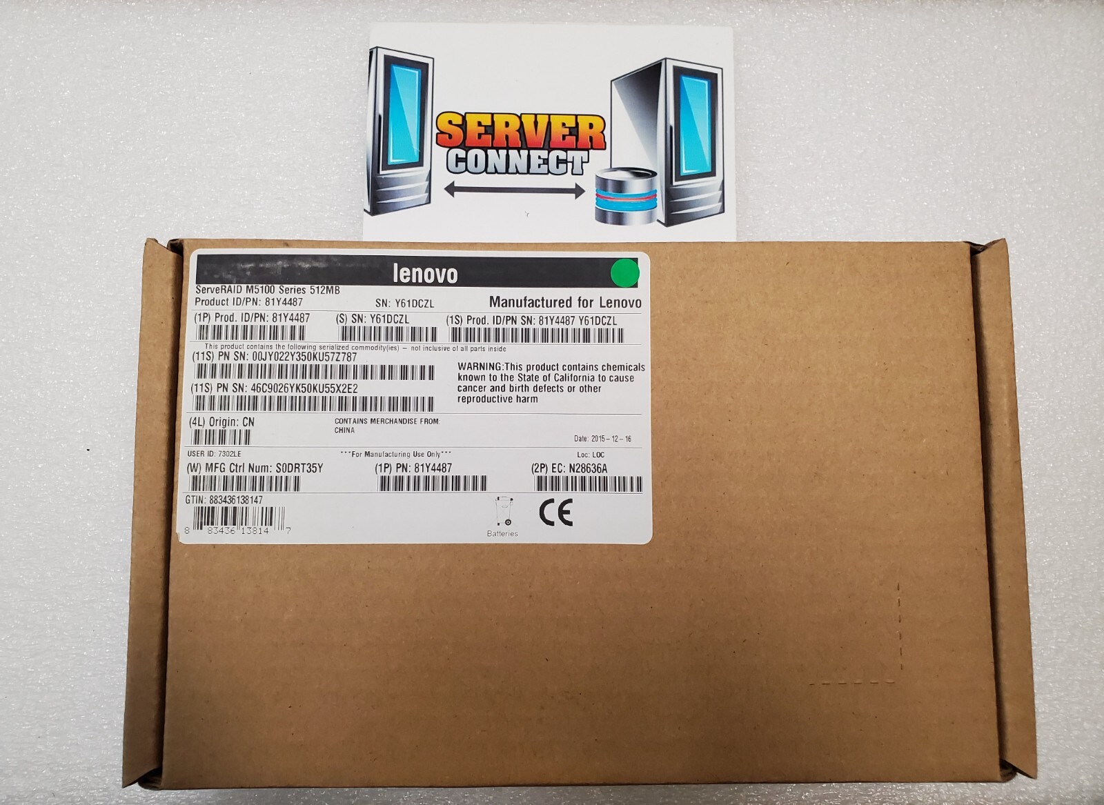 81Y4487 --LENOVO / IBM SERVERRAID M5100 SERIES 512MB FLASH / RAID 5 UPG- 81Y4488