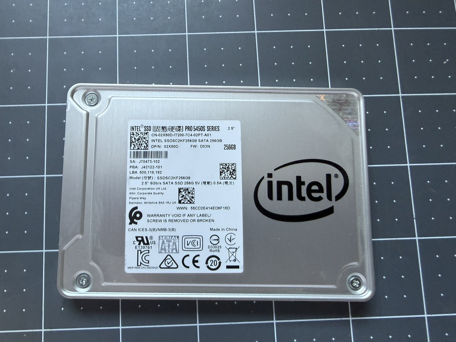 Dell 2X50D Intel Pro 5450S 256GB SATA 6GB 2.5" SSD SSDSC2KF256G8