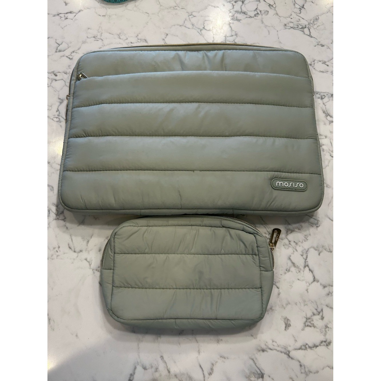 Mosiso Light Green Laptop Case & Small Zip Bag