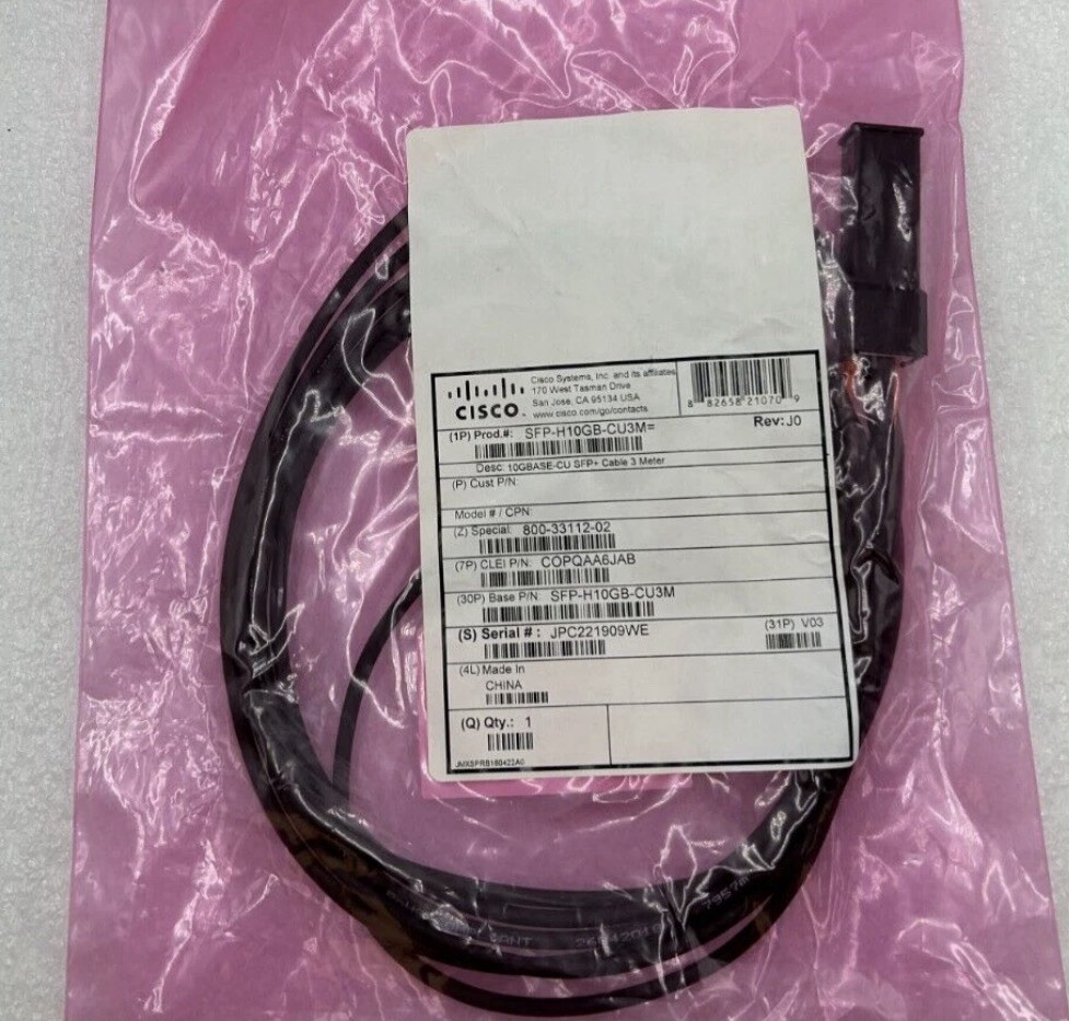 NEW Genuine OEM 3m Cisco SFP+10Gb Network Cable SFP-H10GB-CU3M 10Gb FREE S/H