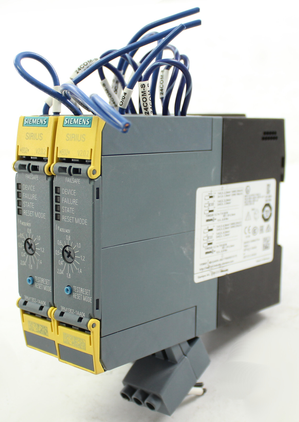 SIEMENS SIRIUS 2X 3RM1302-1AA04 FAIL-SAFE REVERSING STARTER w/ 3RM1910 ADAPTERS