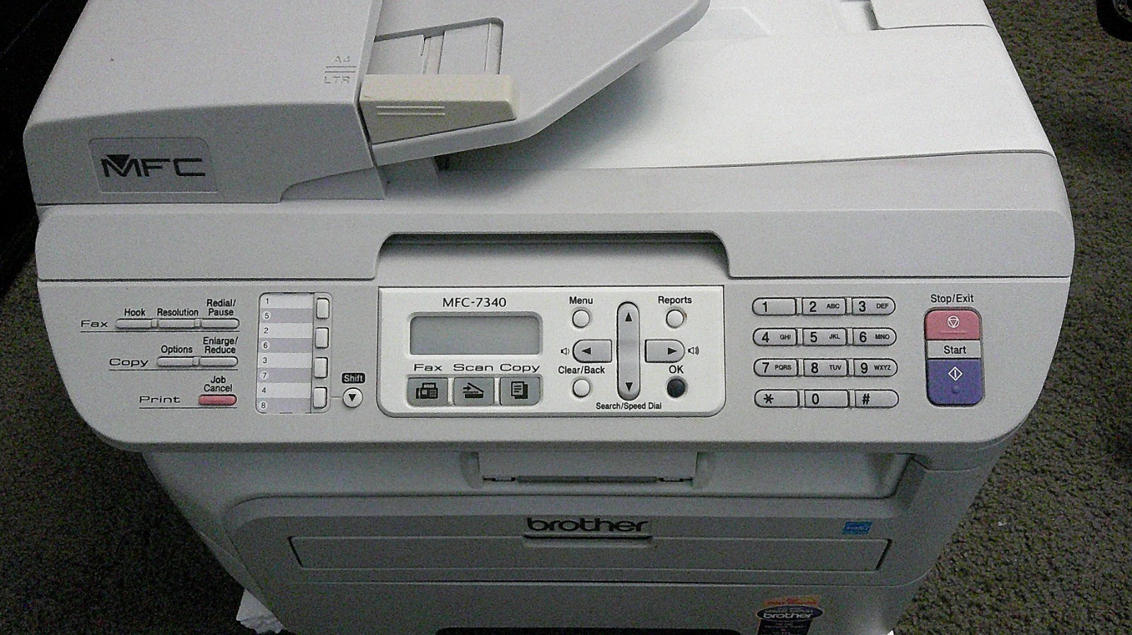 Brother MFC-7340 All-In-One Laser Printer PG CT 5745 W/ USB Cable & Toner