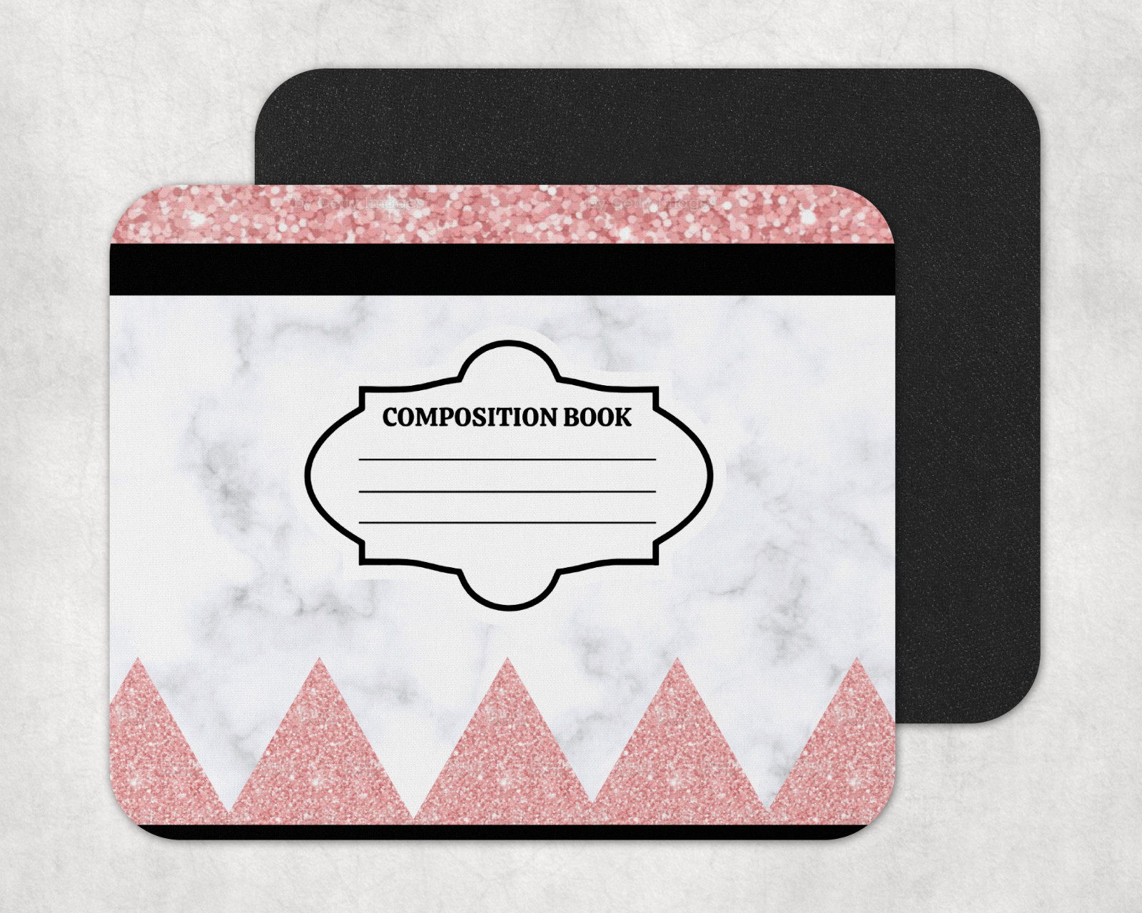 Composition Book Pink Glitter Mousepad, Teacher Gift, Back to School, Christmas