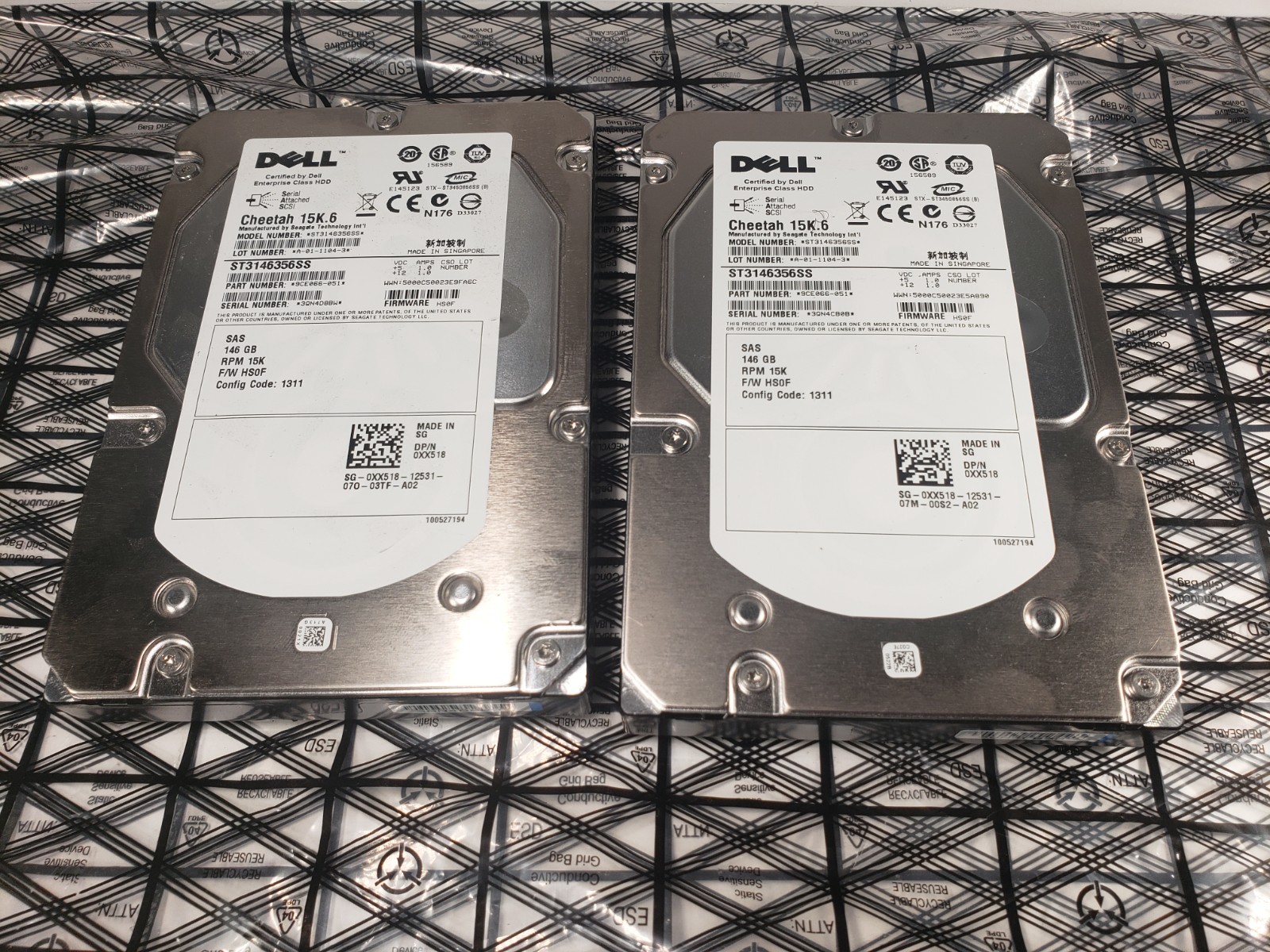 LOT OF 2 Dell Cheetah 15K.6 SAS 146GB ST3146356SS