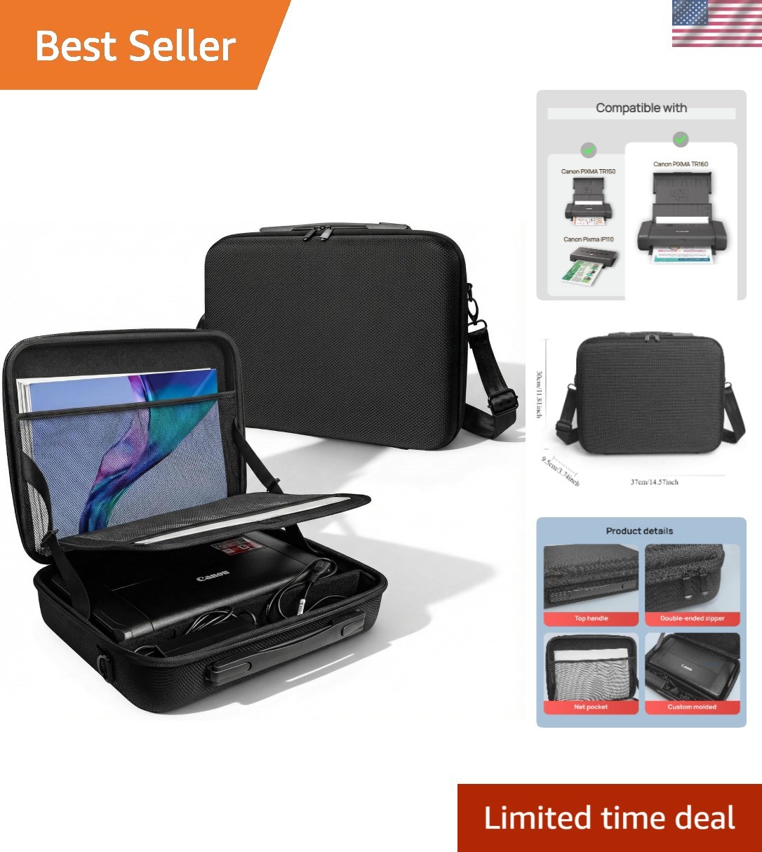 Hard Travel Case Replacement for Canon PIXMA TR160 / TR150 /  Wireless