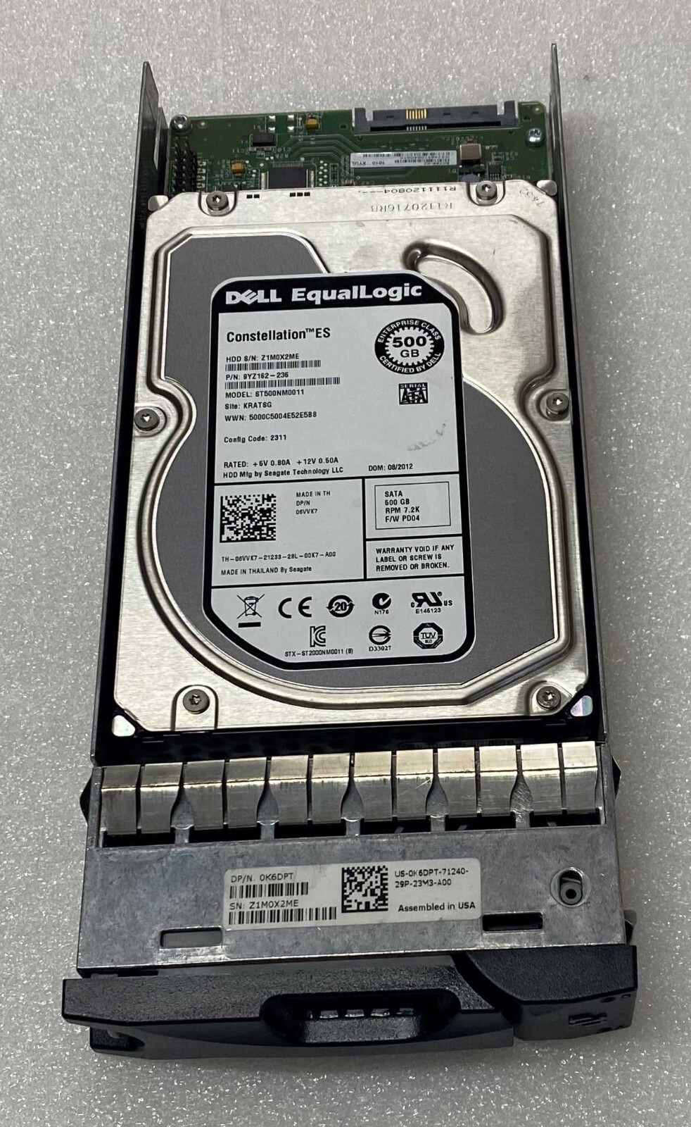 Dell EqualLogic 6VVK7 500GB 7.2K RPM 3Gbps 9YZ162-236 SATA 3.5" HDD Hard Drive