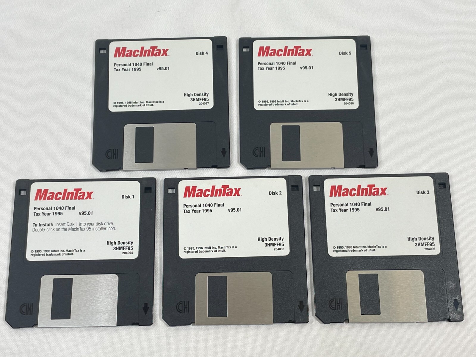 Vintage 1996 MacInTax Personal 1040 Final Apple MAC 3.5" Floppy Disk Software
