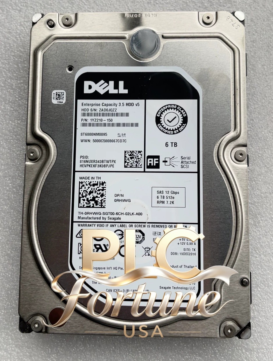 New DELL 0RHVWG RHVWG ST6000NM0095 6TB 7200RPM 128MB SAS 12Gb/s 3.5" HDD