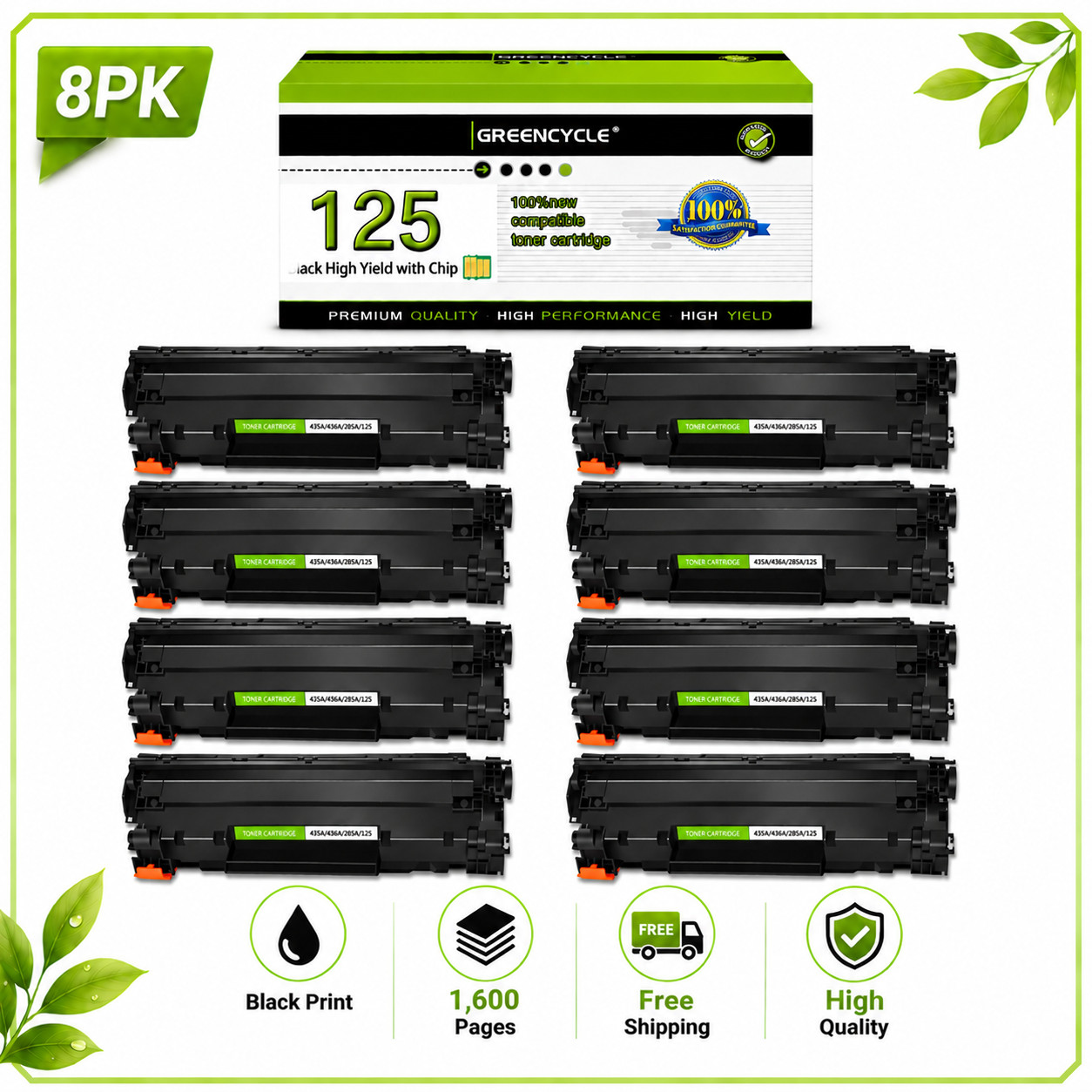 8X High Yield 125 Toner Cartridge for Canon ImageClass LBP6000 LBP6040 MF3010