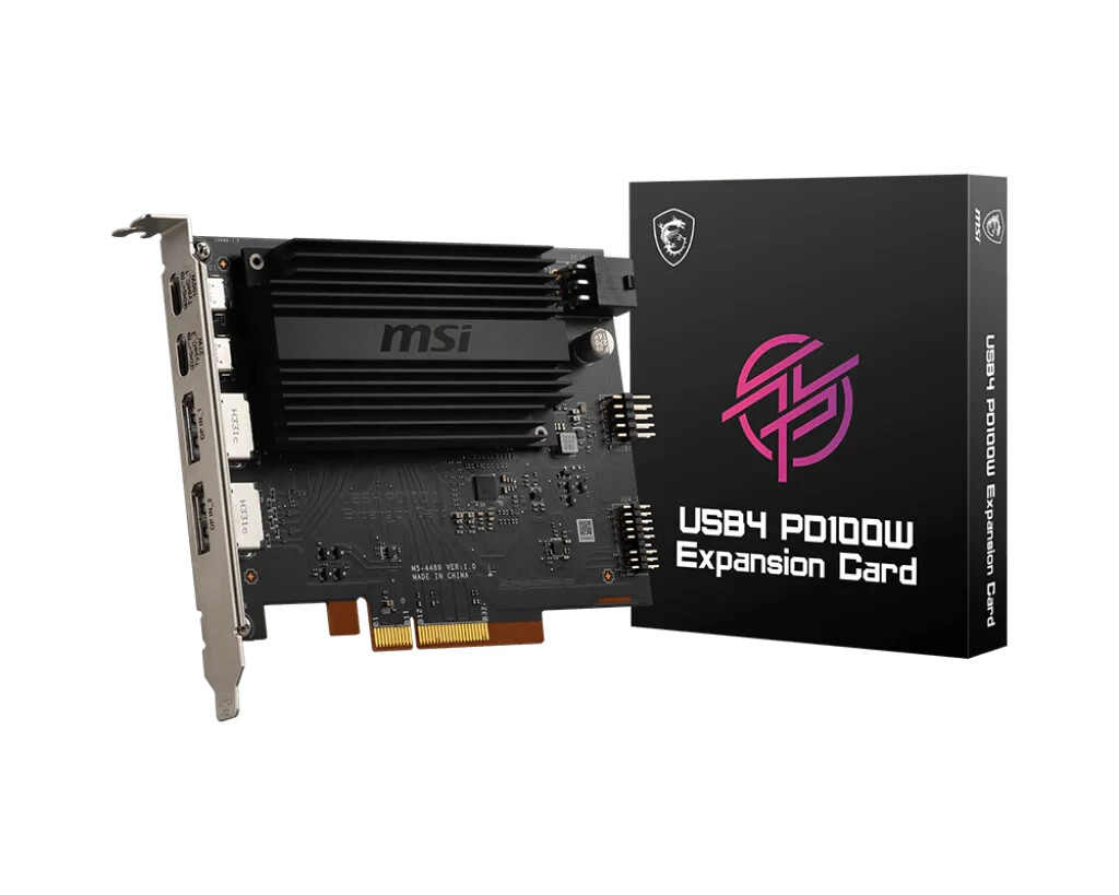 2024 MSI USB4 PD100W Expansion Card Dual USB 4.0 Supports PCIe 4.0 x4 port