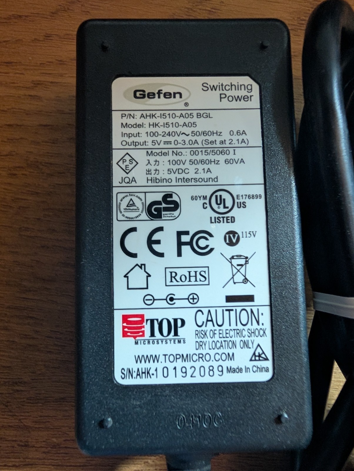 Genuine Gefen Ac Adapter HK-I510-A05 Output 5 V 300mA Power Supply Adapter