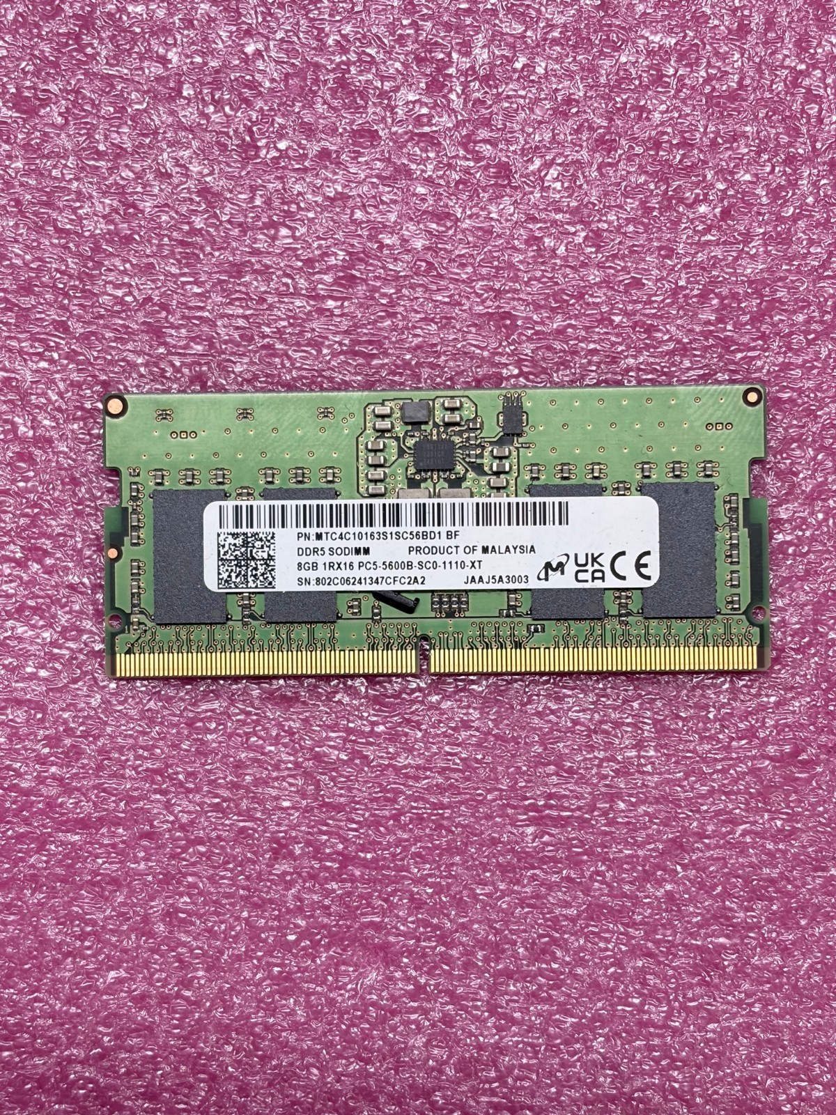 Micron 8GB DDR5 5600MHz SODIMM Laptop RAM MTC4C10163S1SC56BD1 PC5-5600B