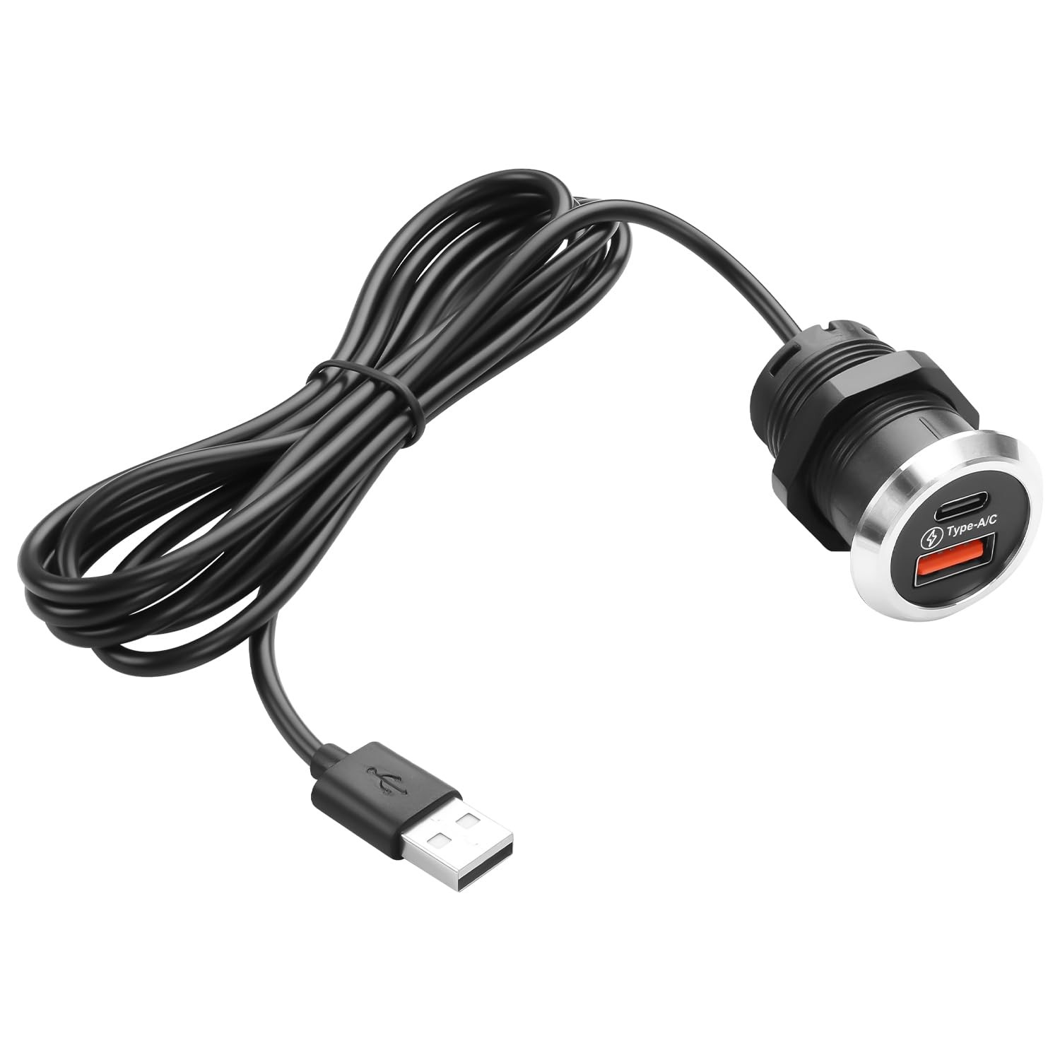 QIANRENON 2 in 1 USB & C Threaded Fixed Mount Charging 1.5 meters