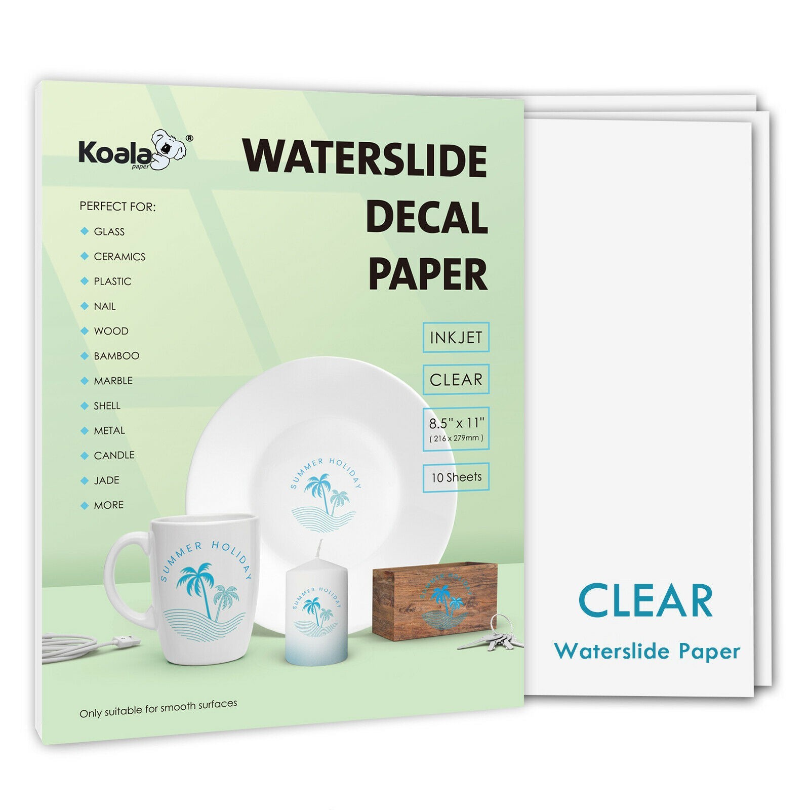 Koala Waterslide Decal Paper Inkjet Clear 50 Sheets Water Slide Transfer 8.5x11