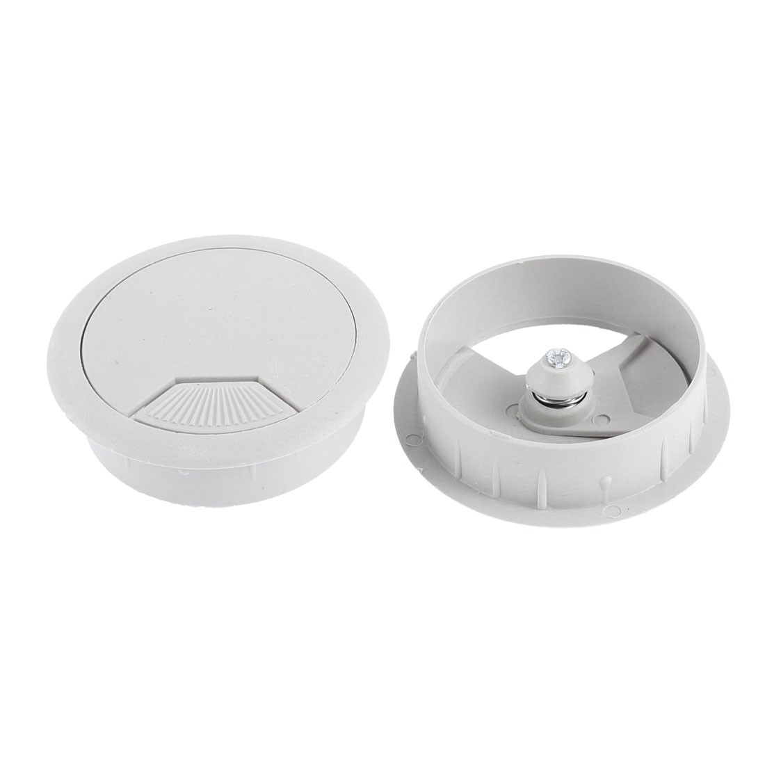 PC Computer Desk Table Plastic Grommet Cable Wire Tidy Hole Cover 50mm Dia 2 Pcs