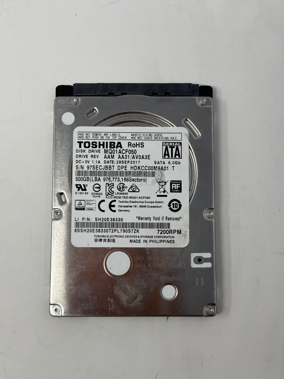 Toshiba MQ01ACF050 500GB SATA Grade B