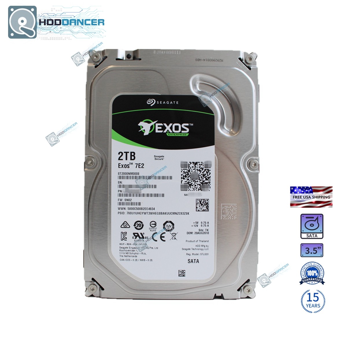 ST2000NM0008 Seagate Exos 7E2 2TB SATA 3.5" 6Gb/s 128MB Enterprise Hard Drive
