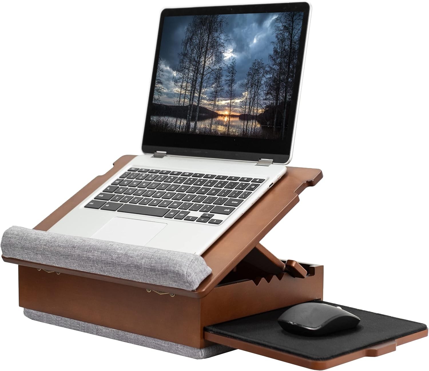 Wooden Tilting Lap Desk for Writing, Drawing, Laptop 15" x 11", Dark Wood 