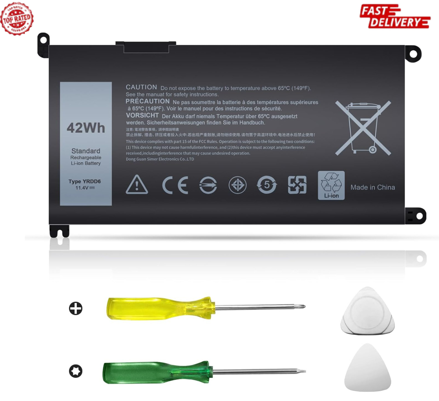 Easy Style YRDD6 Laptop Battery 42Wh Replacement for Dell inspiron