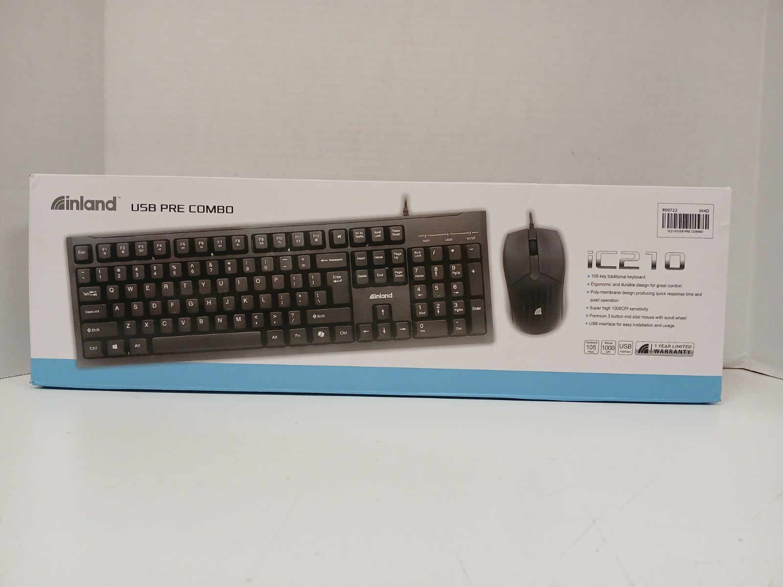 Inland IC210 USB Pre Wired keyboard and Mouse Combo