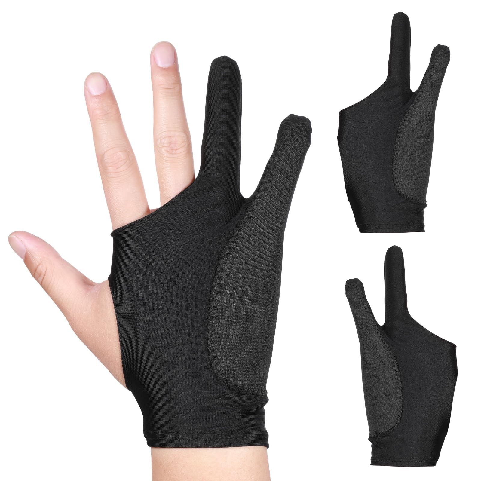2 Pcs Digital Drawing Glove, 3-Layer Palm Rejection with Two-Finger Right and...