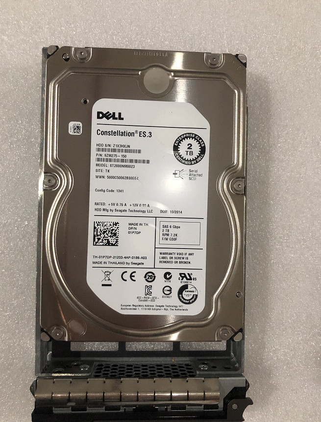 FOR DELL 1P7DP 01P7DP 2TB 7.2K 6Gb/s 3.5" SAS Hard Drive ST2000NM0023 W/ Caddy