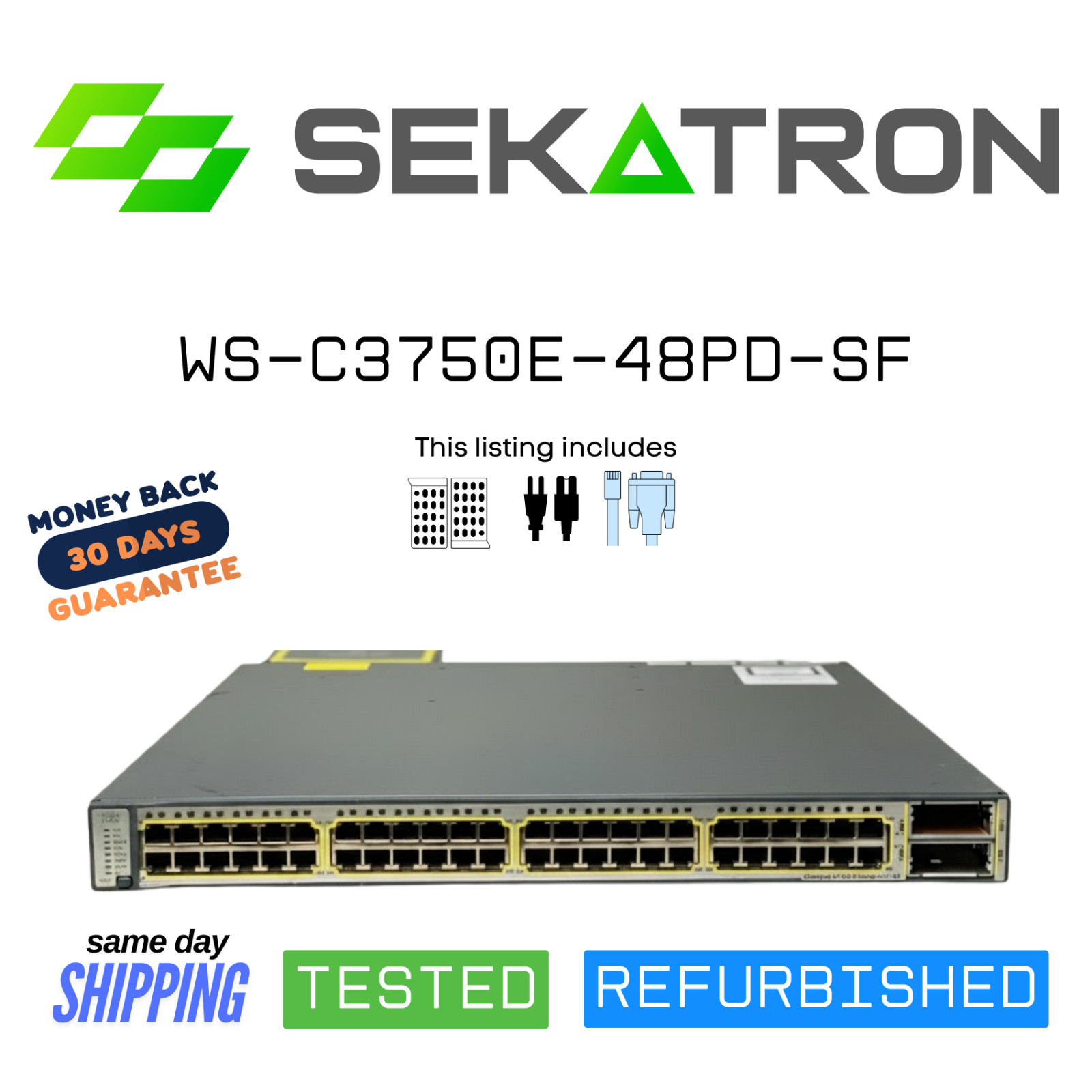 🔀 Cisco WS-C3750E-48PD-SF 48-Port PoE Gigabit Switch ⚡ Fast Ship
