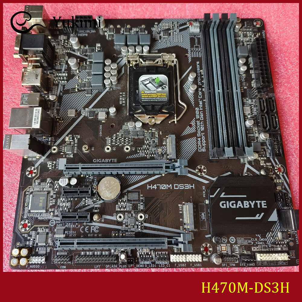 FOR GIGABYTE H470M-DS3H LGA 1200 128GB HDMI VGA DVI Motherboard Test OK
