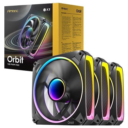 Antec Orbit 120 ARGB Case Fan 3-Pack 120mm RGB LED Cooling Fans Kit Controller