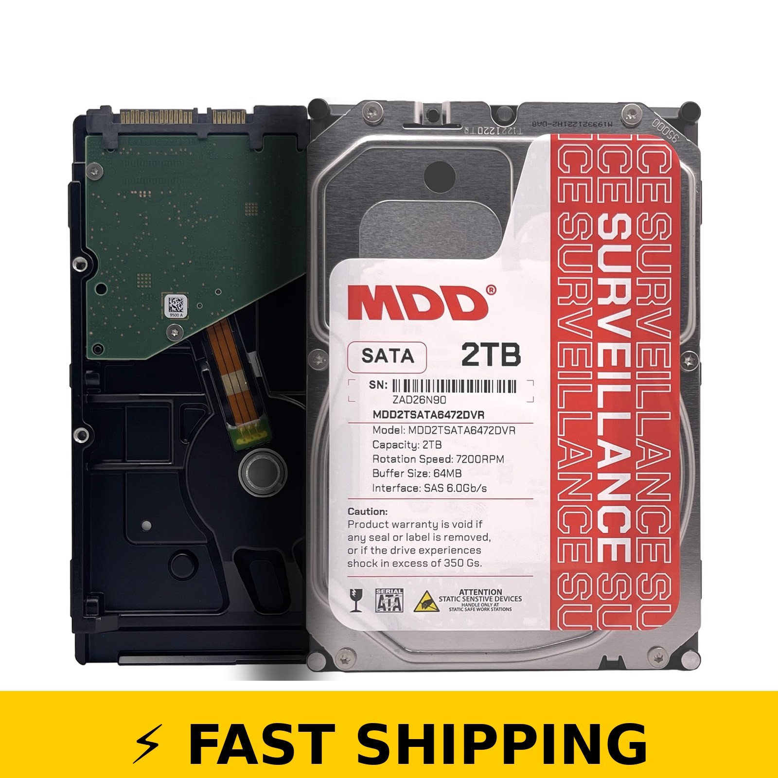 MDD 2TB 7200RPM SATA 3.5" Internal Surveillance Hard Drive