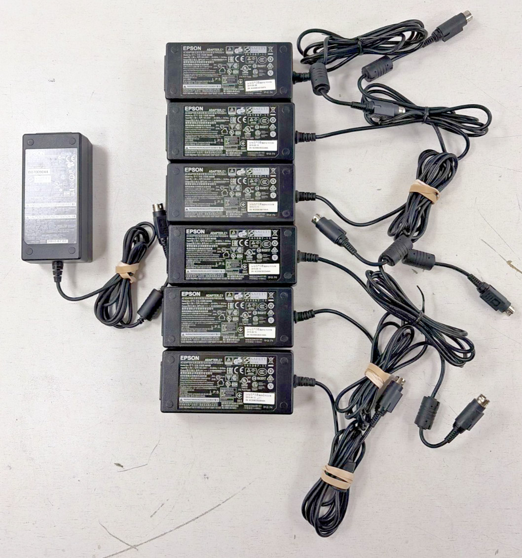 Lot of 7 Epson C1 M235B/M235A 24V 1.5A AC Adapters 3-Pin Din Connector