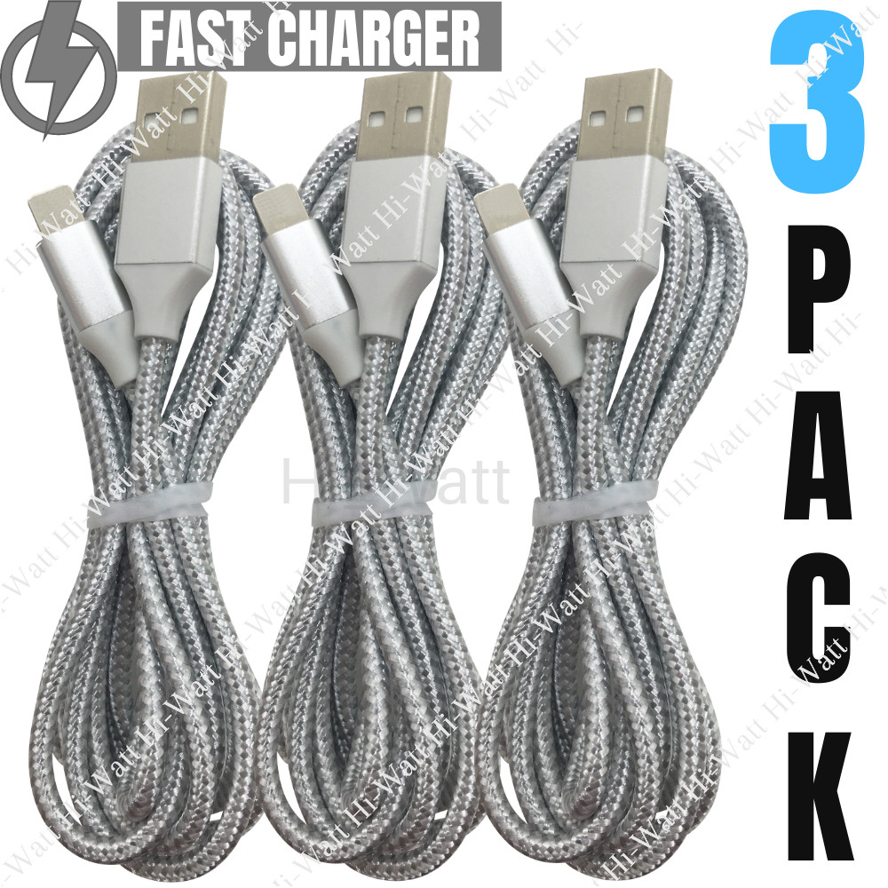 3 Pack 6ft USB Charger Cable Braided For iPhone SE 11 XR 8 7 Fast Charging Cord