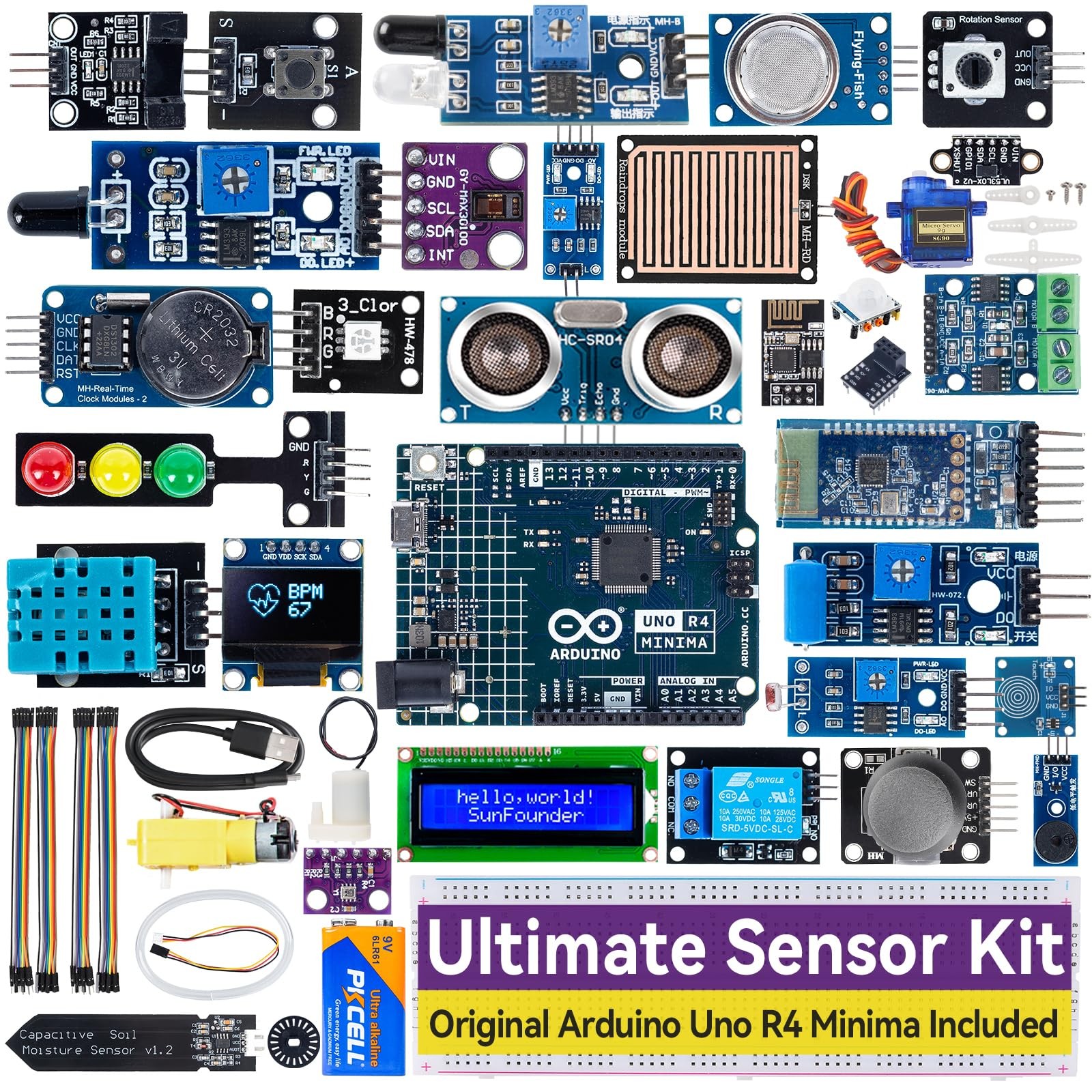 SunFounder Ultimate Sensor Kit with Original Arduino Uno R4 Minima, RoHS...